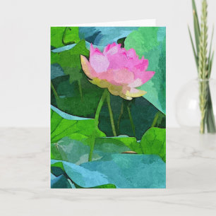 Tarjeta de Felicitación Loto Rosa Abstracto