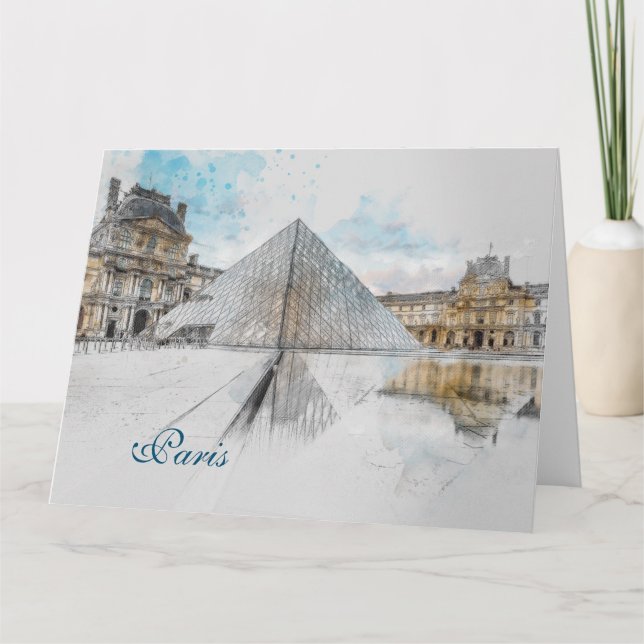 Tarjeta de felicitación Louvre Paris - Arte de via (Anverso)