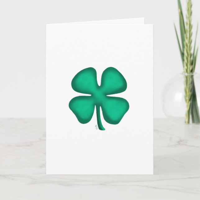 Tarjeta de felicitación Lucky 4 Leaf Irish Clover  (Anverso)