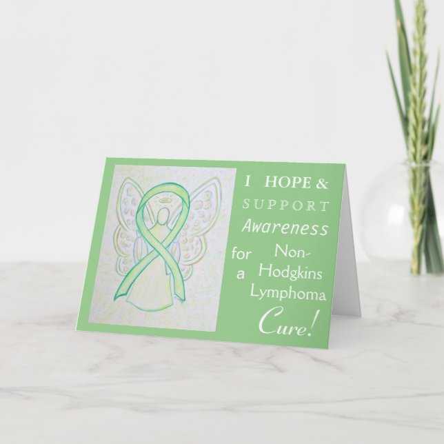 Tarjeta de felicitación Lymphoma Lime Ribbon no Ho (Anverso)