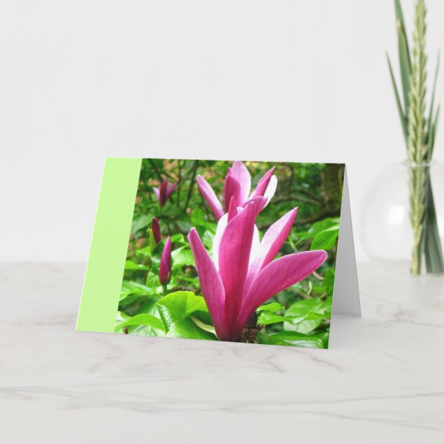 Tarjeta de felicitación Magenta Magnolia (Anverso)