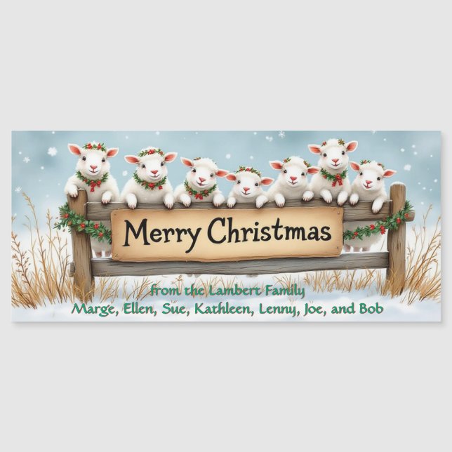 Tarjeta de felicitación magnética de Xmas Lambs (Anverso)