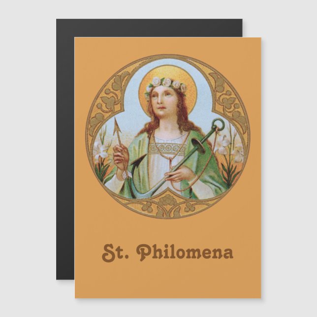 Tarjeta de felicitación magnética St Philomena (BK (Anverso/Reverso)