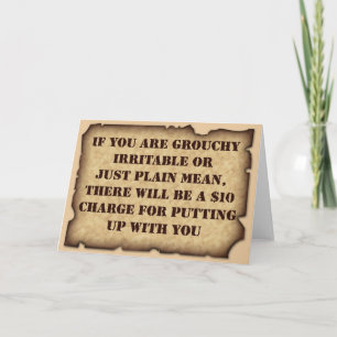 Tarjeta de felicitación malhumorada
