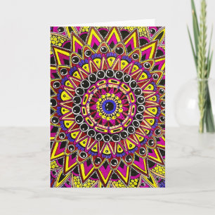 Tarjeta de felicitación mandala púrpura amarillo l