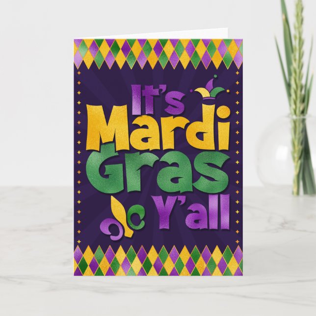 Tarjeta de felicitación Mardi Gras, es Mardi Gras  (Anverso)