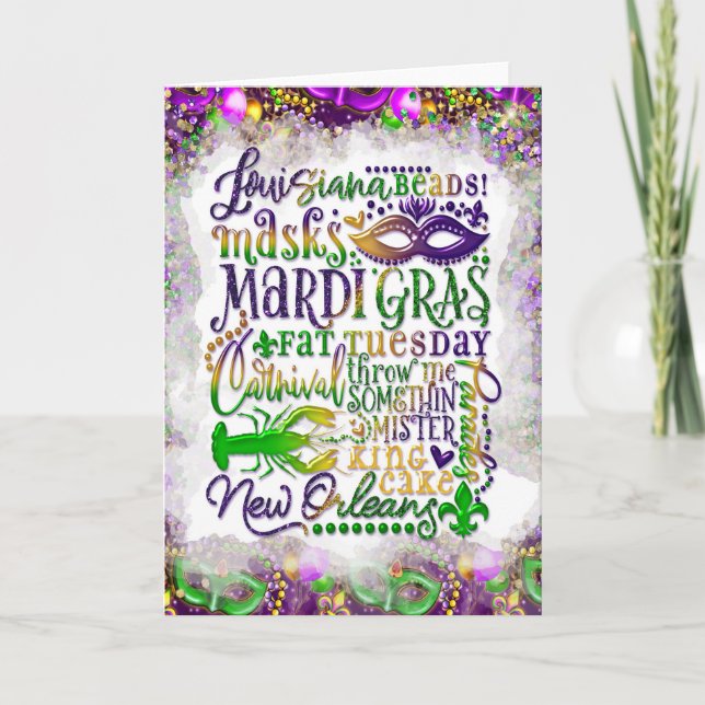 Tarjeta de felicitación Mardi Gras, Mardi Gras Say (Anverso)