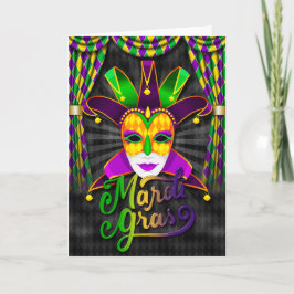 Tarjeta de felicitación Mardi Gras, máscara de Jes