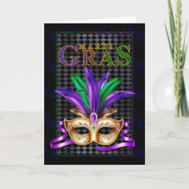 Tarjeta de felicitación Mardi Gras, máscara Mardi