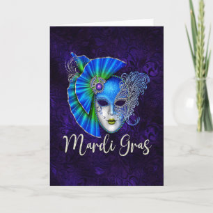 Tarjeta de felicitación Mardi Gras, máscara Mardi
