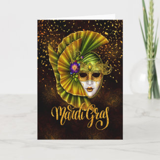 Tarjeta de felicitación Mardi Gras, máscara Mardi 