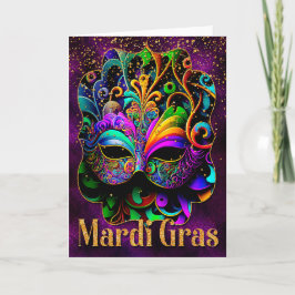 Tarjeta de felicitación Mardi Gras, máscara Mardi