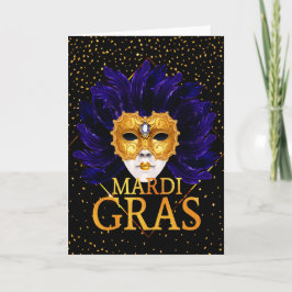 Tarjeta de felicitación Mardi Gras, máscara Mardi 