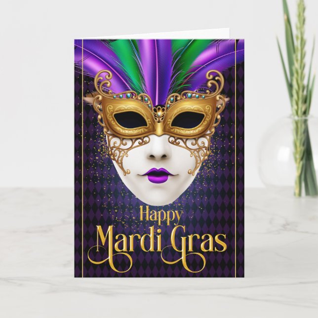 Tarjeta de felicitación Mardi Gras, tarjeta de más (Anverso)