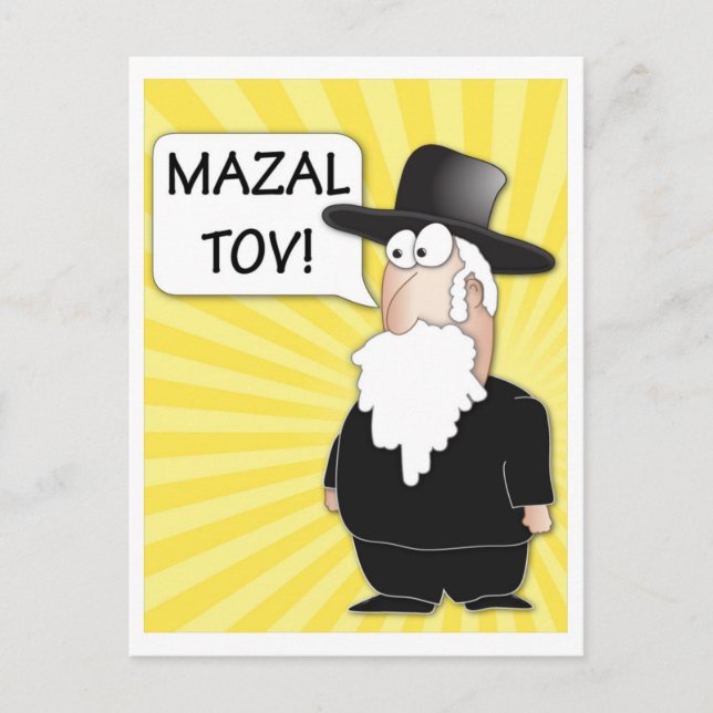 Tarjeta de felicitación Mazal Tov - Rabino judío (Anverso)