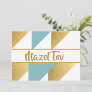 Tarjeta de Felicitación Mazel Tov, Azul Acuático D