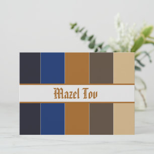 Tarjeta de Felicitación Mazel Tov, Azul Marrón Bei