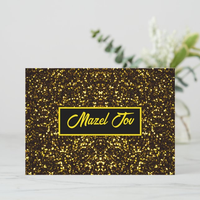 Tarjeta de Felicitación Mazel Tov, Brillo Negro Do (Anverso de pie)