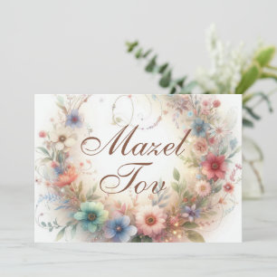 Tarjeta de Felicitación Mazel Tov, Corona Floral,