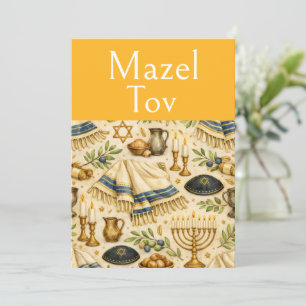 Tarjeta de felicitación Mazel Tov, estética judaic
