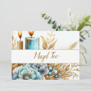 Tarjeta de Felicitación Mazel Tov, Floral de Vela 