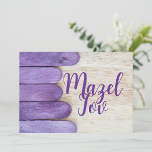 Tarjeta de Felicitación Mazel Tov, Madera Beige Pú
