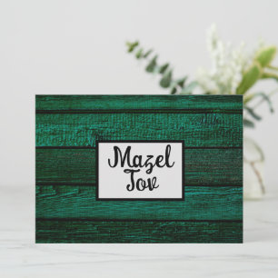 Tarjeta de Felicitación Mazel Tov, Madera Verde, R