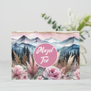 Tarjeta de Felicitación Mazel Tov, Montañas Floral