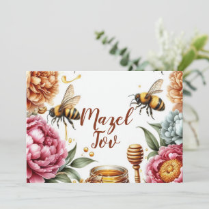 Tarjeta de Felicitación Mazel Tov, Peonías de Miel