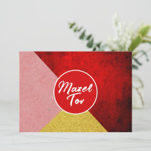 Tarjeta de Felicitación Mazel Tov, Rojo Dorado Ros