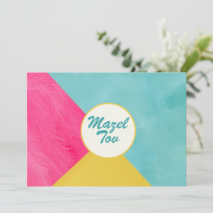 Tarjeta de Felicitación Mazel Tov, Rosa Verde Amar
