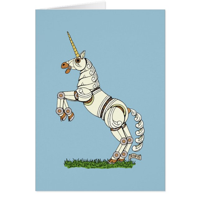 Tarjeta de felicitación mecánica de unicornio (Frente)