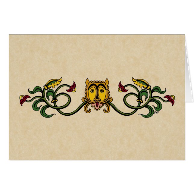 Tarjeta de felicitación Medieval Lion Design (Anverso (Horizontal))
