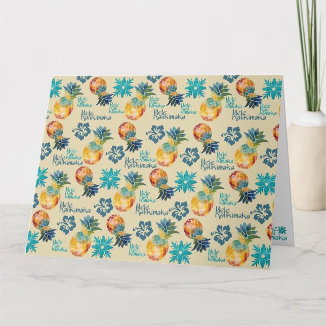 Tarjeta de felicitación Mele Kalikimaka de piña ha (Anverso)