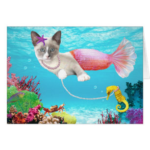 Tarjeta de felicitación Mermaid Kitten