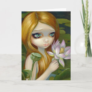 Tarjeta de felicitación "Mermaid Picking Lotus Blo