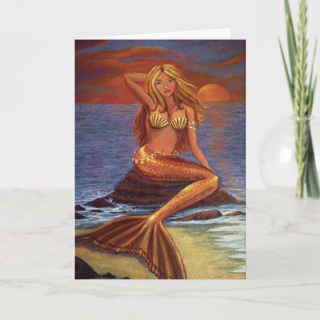 Tarjeta de felicitación Mermaid Sunset (Anverso)