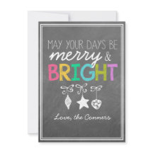 Tarjeta de felicitación Merry and Bright Chalkboar