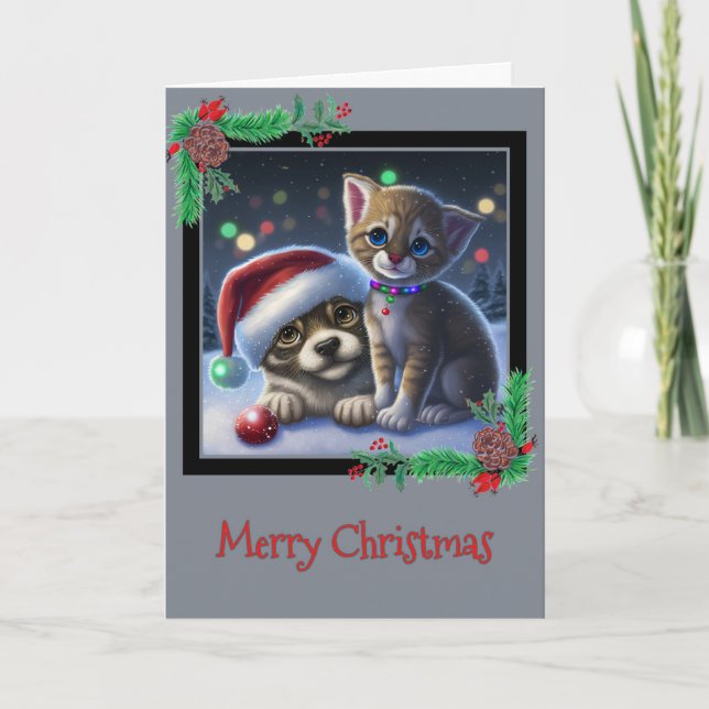 Tarjeta de felicitación Merry Christmas Puppy y Ki (Anverso)