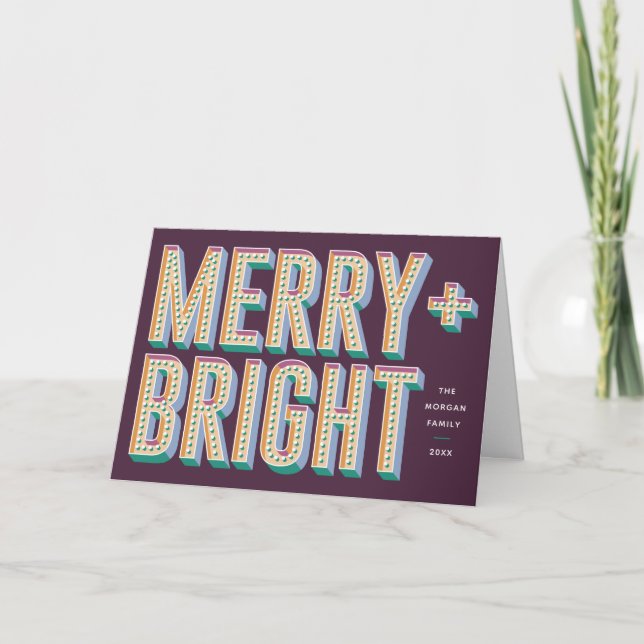 Tarjeta de felicitación Merry + Marquee Brillante  (Anverso)