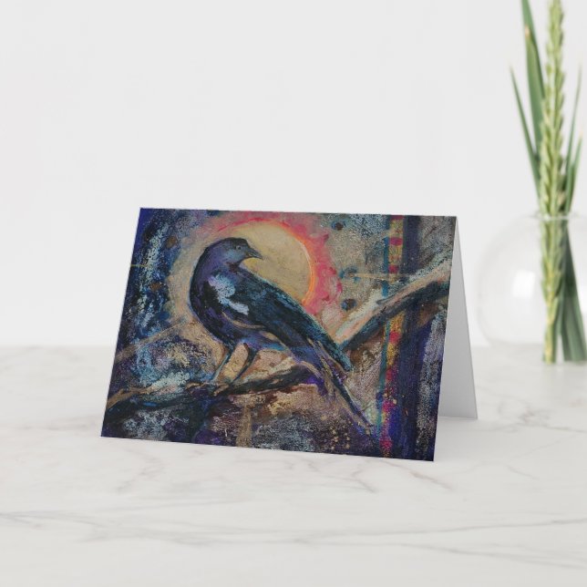 Tarjeta de felicitación Messenger Raven Crow Blank (Anverso)