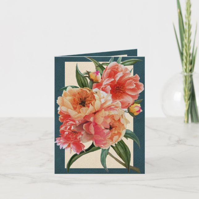 Tarjeta de felicitación mezclada de los Peonies (Anverso)