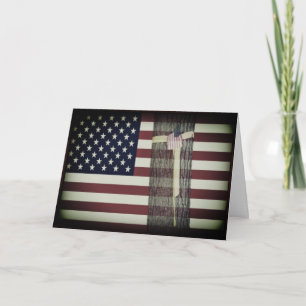 Tarjeta de Felicitación Militar con Bandera Americ