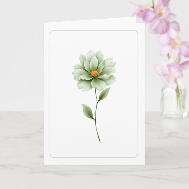 Tarjeta de felicitación minimalista verde doblada  (Orquídea)