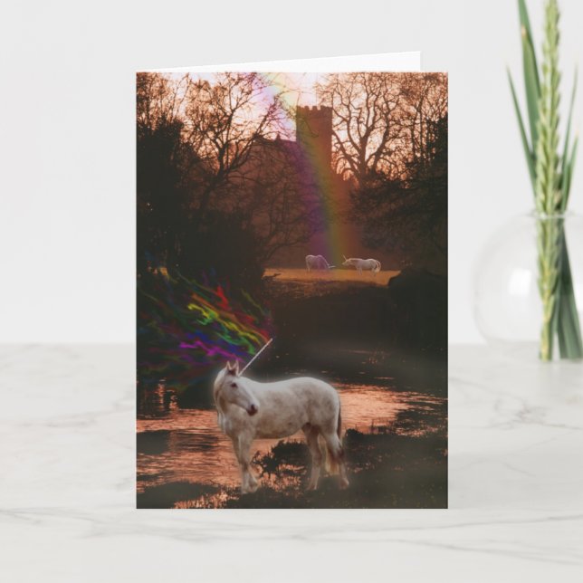Tarjeta de felicitación mística de Unicornios y la (Anverso)