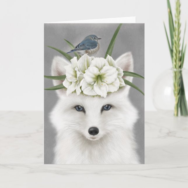 Tarjeta de felicitación moderna de zorro blanco vi (Anverso)