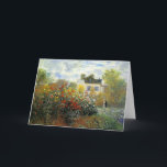Tarjeta de felicitación Monet Rosa Garden<br><div class="desc">Tarjeta de bienvenida Monet Rosa Garden. Óleo sobre lienzo de 1883. El impresionista francés Claude Monet creó algunos de los paisajes de jardín más hermosos cerca de su casa en Giverny. Esta es una de sus primeras obras que retrata un jardín rosa por la mañana cerca de Argenteuil. El trabajo...</div>