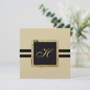 Tarjeta de felicitación Monograma Negro y Tan