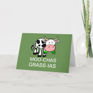 Tarjeta de felicitación Moo-chas Grass-ias (muchas