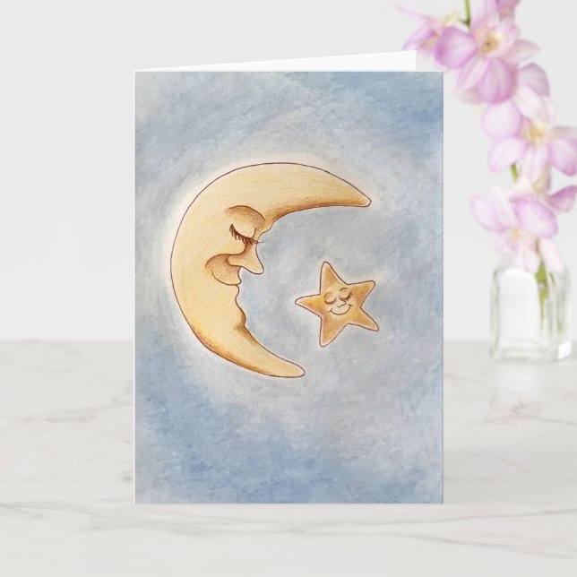 Tarjeta de felicitación Moon and Star (Orquídea)